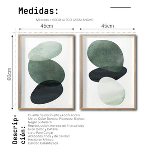 Set 2 Cuadros Decorativos Abstract Colors  036 - Arte Abstracto en Verde