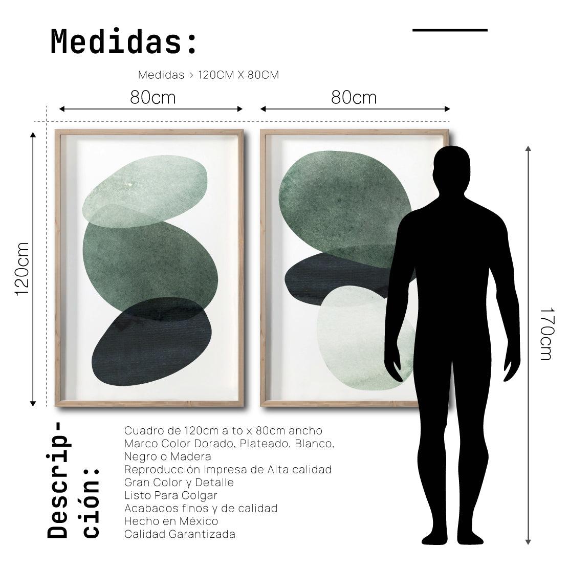 Set 2 Cuadros Decorativos Abstract Colors  036 - Arte Abstracto en Verde