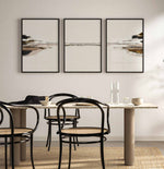 Cargar imagen en el visor de la galería, Set Cuadros Decorativos Abstracto Negro Arena 2-257 - Tríptico  Minimalista Arte Moderno y Elegante Estilo Nordico en Tonos Neutros
