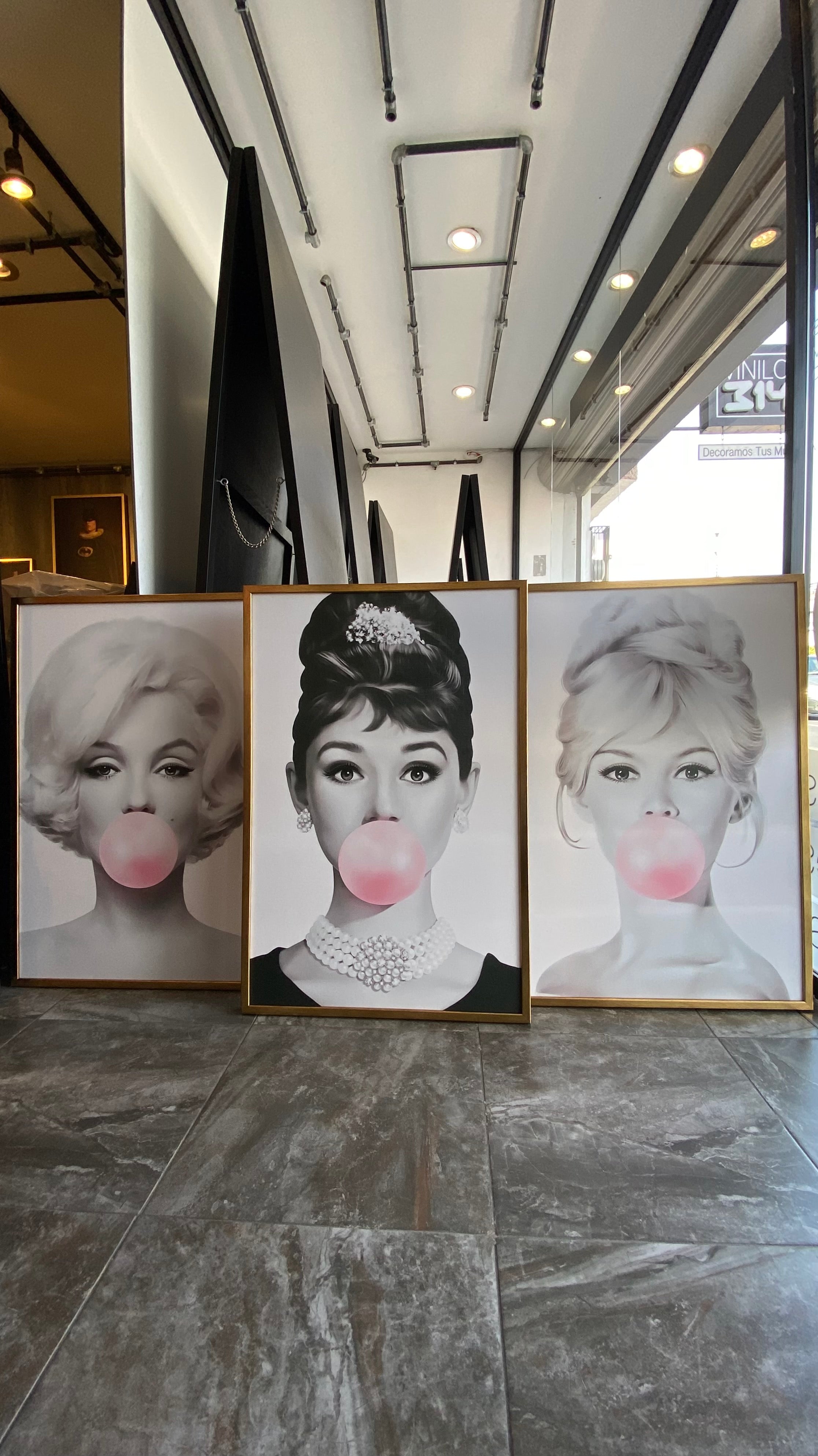 Set Cuadros Decorativos Bubble Gum 006 Marilyn, Audrey y Brigitte