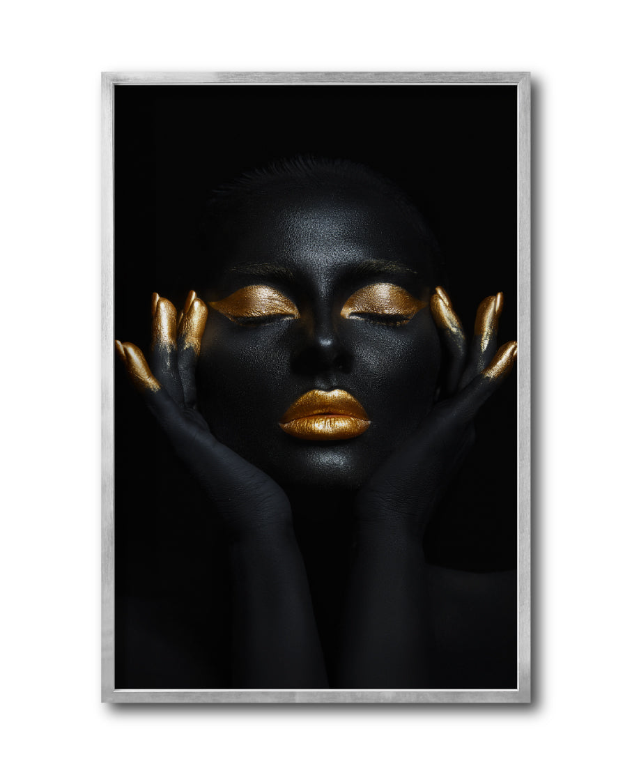 Cuadro Decorativo Black Woman 036 - Mujer Negra Africana con dorado