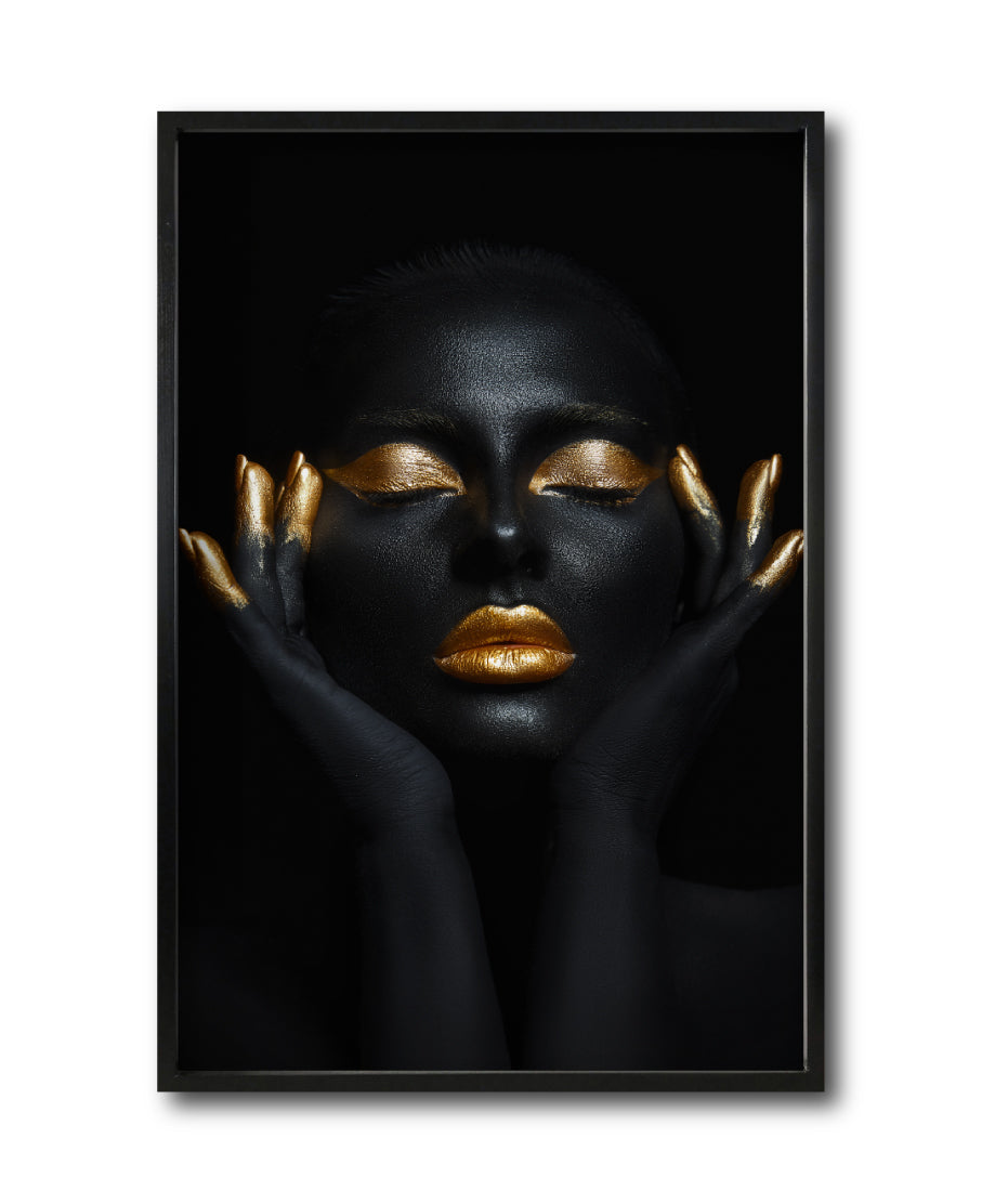 Cuadro Decorativo Black Woman 036 - Mujer Negra Africana con dorado