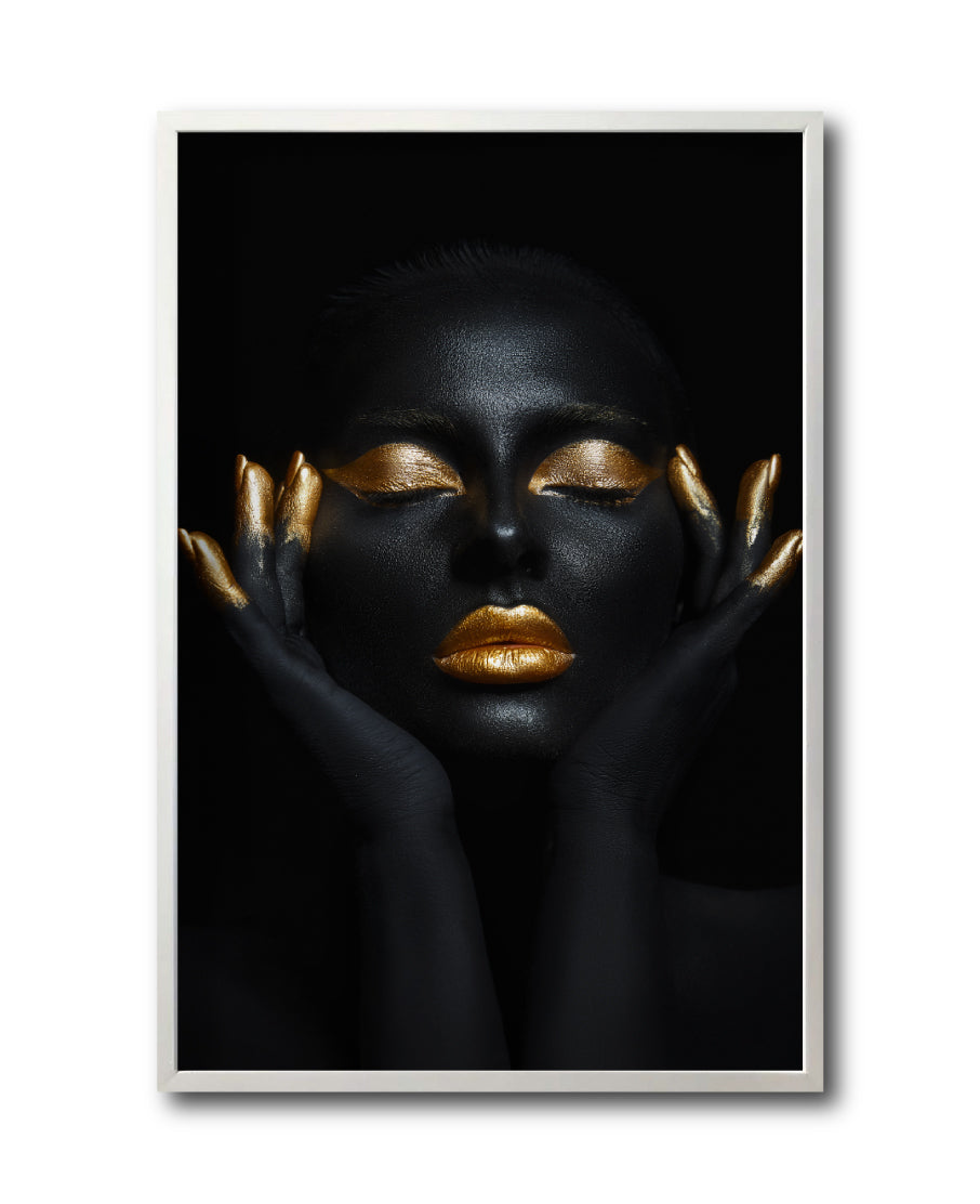 Cuadro Decorativo Black Woman 036 - Mujer Negra Africana con dorado