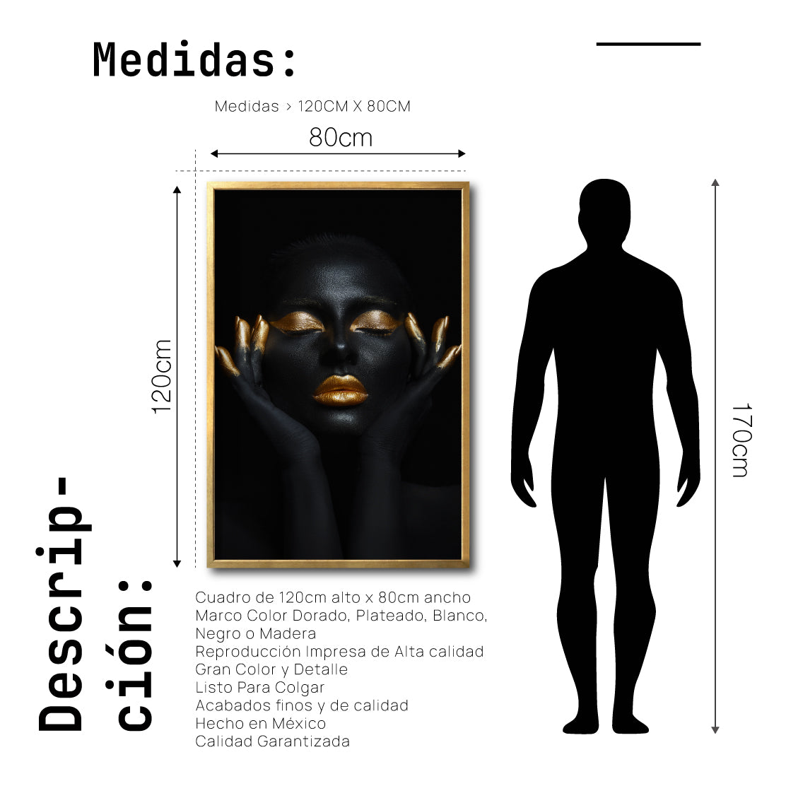 Cuadro Decorativo Black Woman 036 - Mujer Negra Africana con dorado