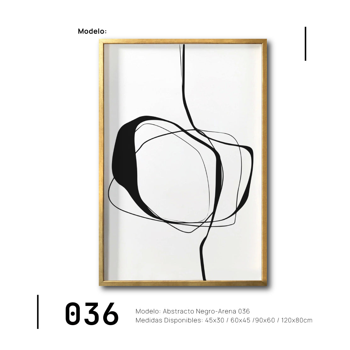 Cuadro Decorativo Abstracto Negro Arena 036 - Para Credenza