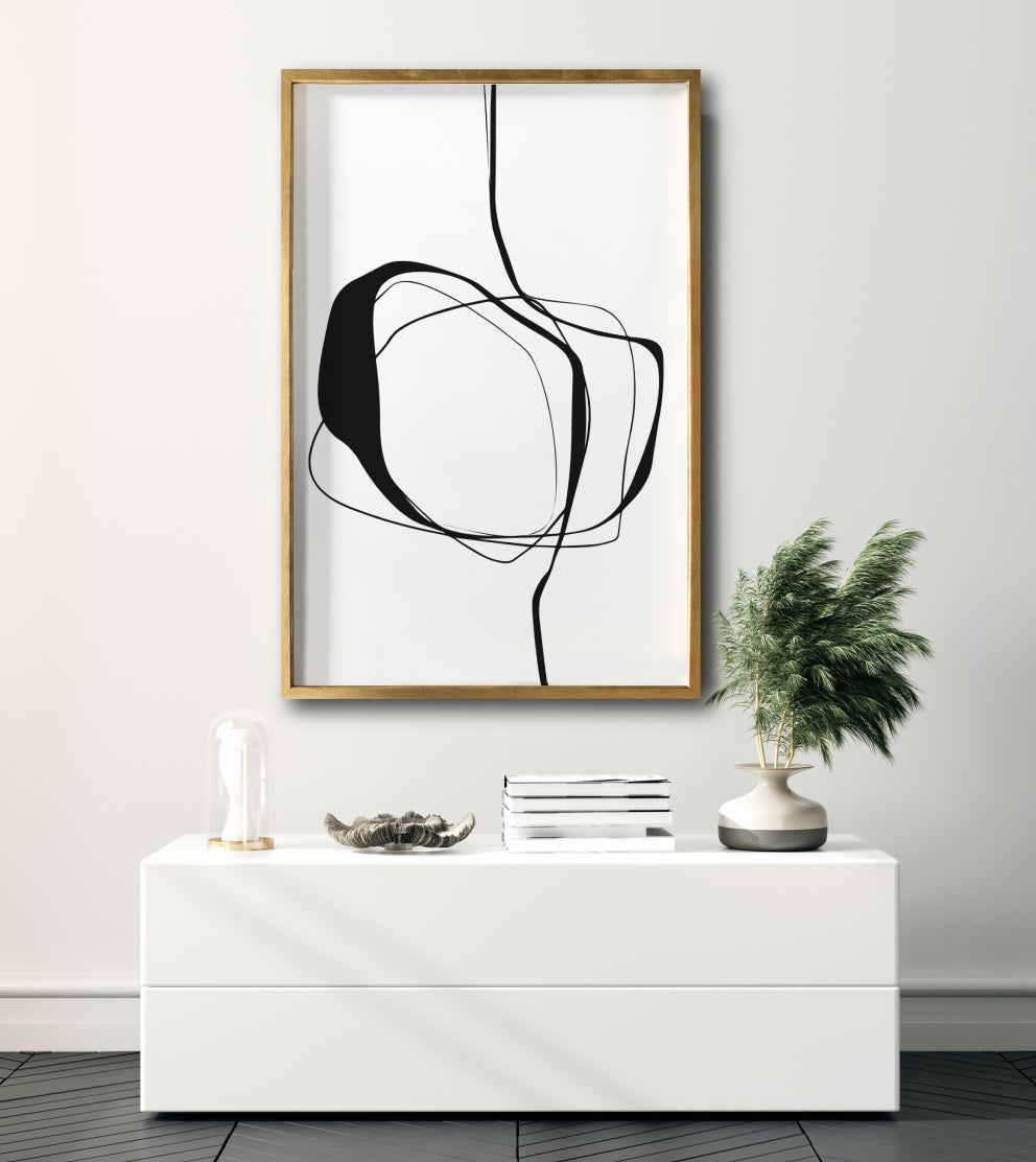 Cuadro Decorativo Abstracto Negro Arena 036 - Para Credenza