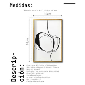 Cuadro Decorativo Abstracto Negro Arena 036 - Arte Lineal Estilo Minimalista