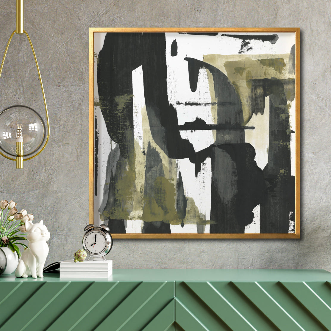 Cuadro Decorativo Abstracto Negro Arena 037 - Para Credenza