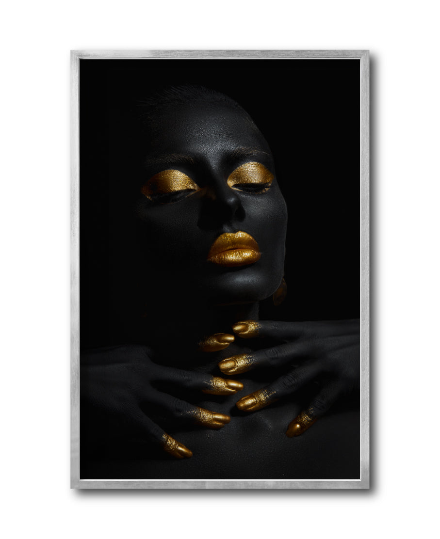 Cuadro Decorativo Black Woman 039 - Mujer Negra Africana con dorado