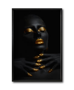 Cuadro Decorativo Black Woman 039 - Mujer Negra Africana con dorado