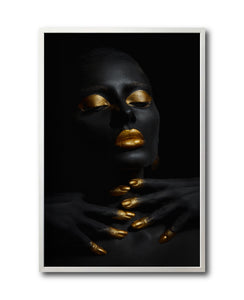 Cuadro Decorativo Black Woman 039 - Mujer Negra Africana con dorado