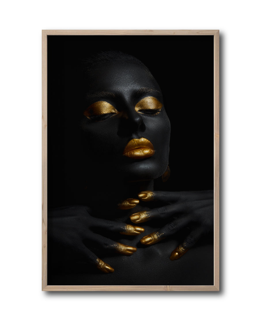 Cuadro Decorativo Black Woman 039 - Mujer Negra Africana con dorado