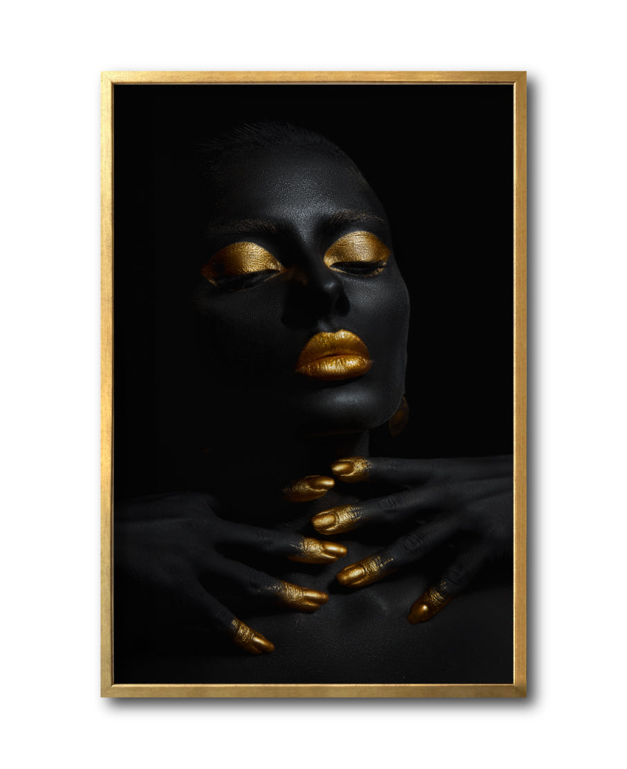 Cuadro Decorativo Black Woman 039 - Mujer Negra Africana con dorado