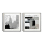 Cargar imagen en el visor de la galería, Set 2 Cuadros Decorativos Abstracto Negro Arena 038 - Arte Moderno Estilo Minimalista en Tonos Gris, Beige y Negro
