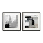 Cargar imagen en el visor de la galería, Set 2 Cuadros Decorativos Abstracto Negro Arena 038 - Para Credenza
