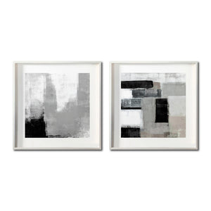 Set 2 Cuadros Decorativos Abstracto Negro Arena 038 - Para Credenza