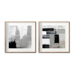 Cargar imagen en el visor de la galería, Set 2 Cuadros Decorativos Abstracto Negro Arena 038 - Arte Moderno Estilo Minimalista en Tonos Gris, Beige y Negro
