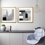 Cargar imagen en el visor de la galería, Set 2 Cuadros Decorativos Abstracto Negro Arena 038 - Para Credenza
