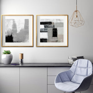 Set 2 Cuadros Decorativos Abstracto Negro Arena 038 - Para Credenza