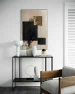 Cargar imagen en el visor de la galería, Cuadro Decorativo Abstracto Negro Arena 2-274 Arte Moderno y Elegante Estilo Nordico en Negro, Beige y Dorado Oro
