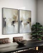 Cargar imagen en el visor de la galería, Set Cuadros Decorativos Abstracto Negro Arena 2 - 201 - Diptico Minimalista Estilo Nordico en Tonos Neutros
