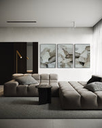 Cargar imagen en el visor de la galería, Set Cuadros Decorativos Abstracto Negro Arena 2 - 202 - Triptico Minimalista Estilo Boho Arte Nordico en Tonos Neutros
