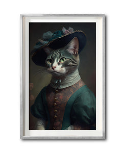 Cuadro Decorativo Animales Época 039 - Dama Gato con Sombrero