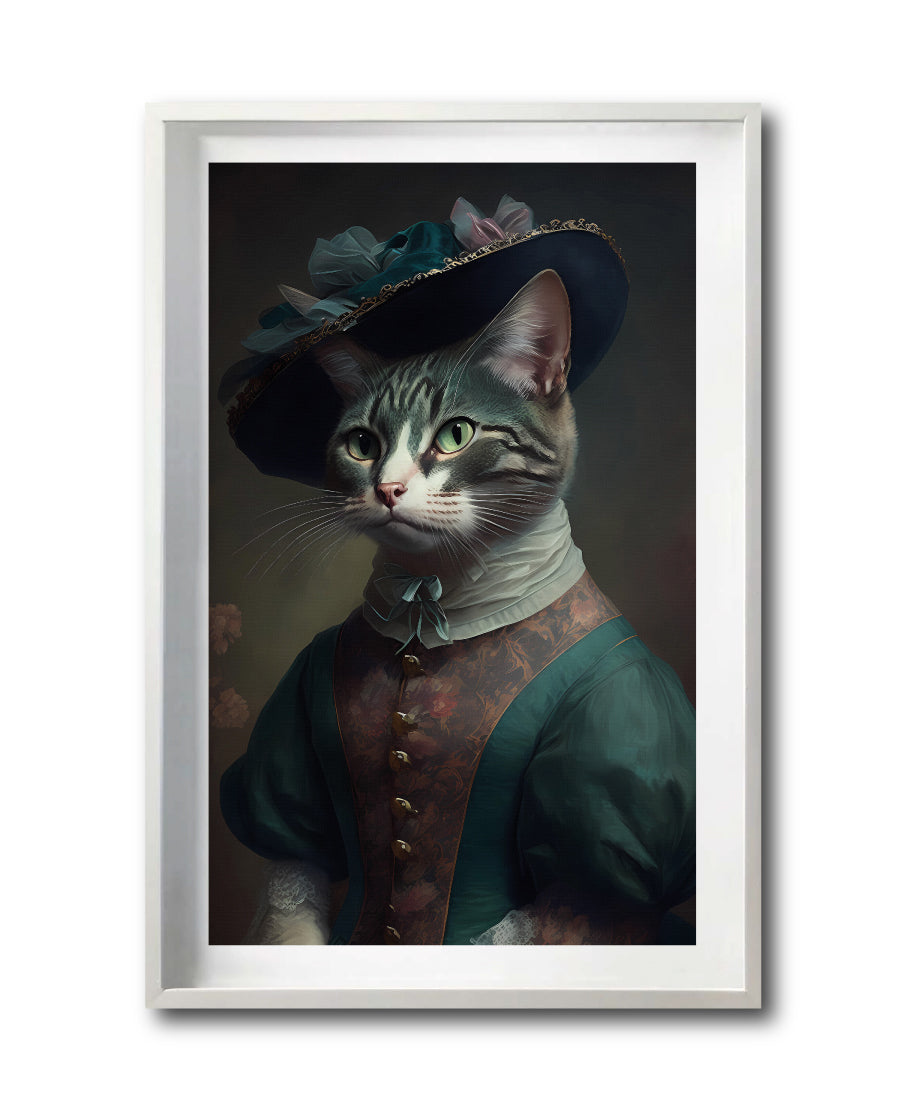 Cuadro Decorativo Animales Época 039 - Dama Gato con Sombrero