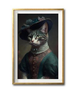 Cuadro Decorativo Animales Época 039 - Dama Gato con Sombrero