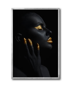 Cuadro Decorativo Black Woman 039 - Mujer Negra Africana con dorado