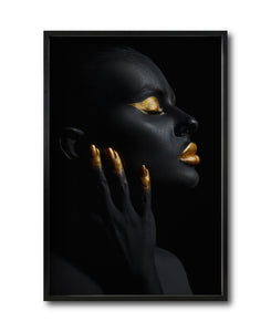 Cuadro Decorativo Black Woman 039 - Mujer Negra Africana con dorado