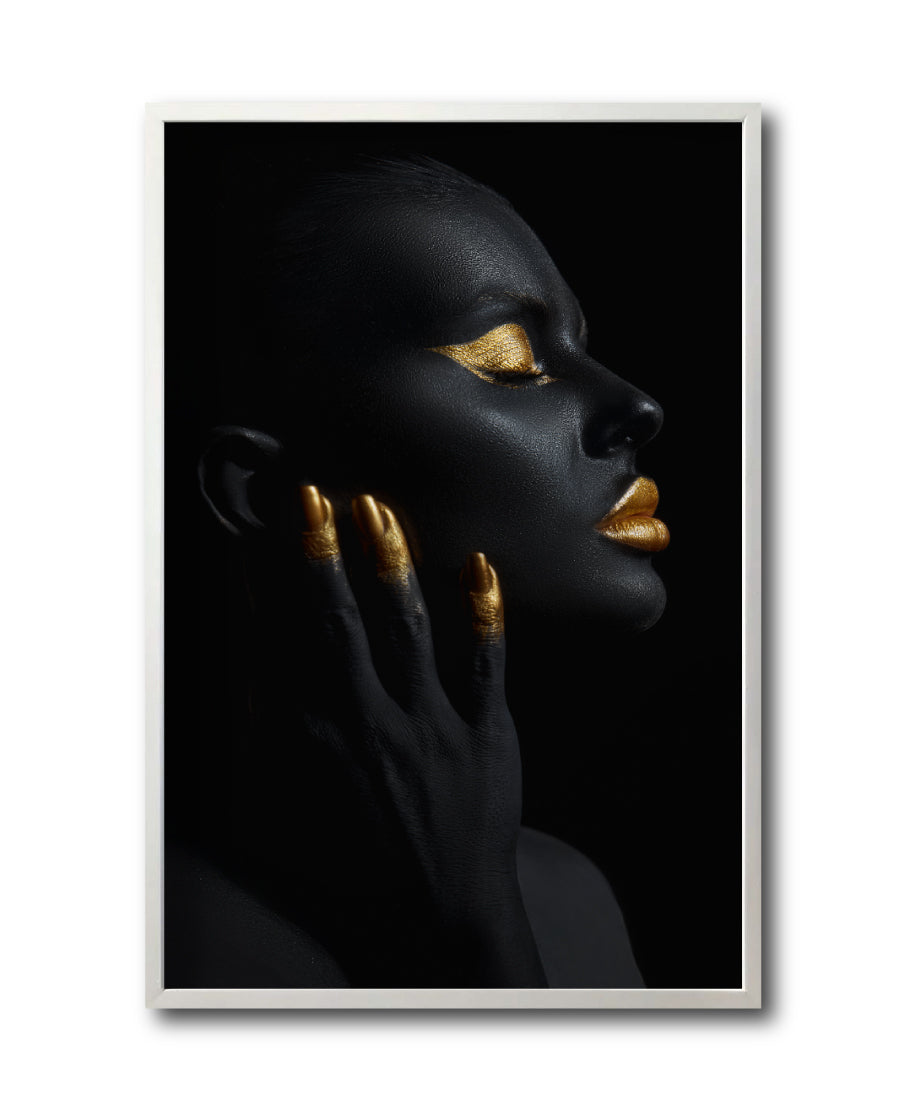 Cuadro Decorativo Black Woman 039 - Mujer Negra Africana con dorado