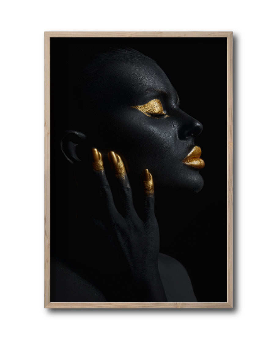 Cuadro Decorativo Black Woman 039 - Mujer Negra Africana con dorado