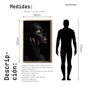 Cuadro Decorativo Black Woman 039 - Mujer Negra Africana con dorado