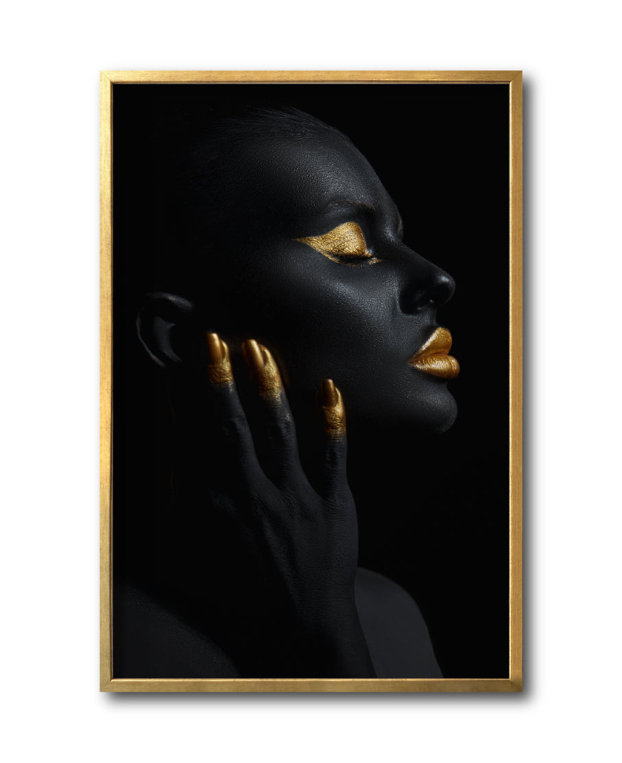 Cuadro Decorativo Black Woman 039 - Mujer Negra Africana con dorado