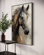 Cargar imagen en el visor de la galería, Cuadro Decorativo Abstracto Negro Arena 2 - 207 Caballo Estilo Nordico Arte Moderno en Tonos Neutros, Beige, Terracota, Negro y Gris
