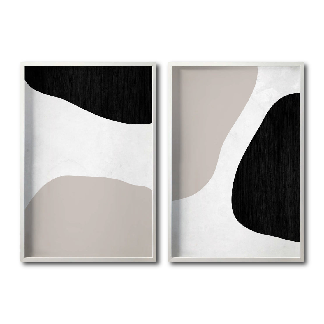 Set Cuadros Decorativos Abstracto Negro Arena 039 - Estilo Boho Minimalista- Para Sala