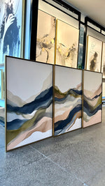 Cargar imagen en el visor de la galería, Set de 3 Cuadros Decorativos Abstract Colors 3-316 - Arte Moderno y Juvenil en tonos Verde, Azul y Beige-Triptico
