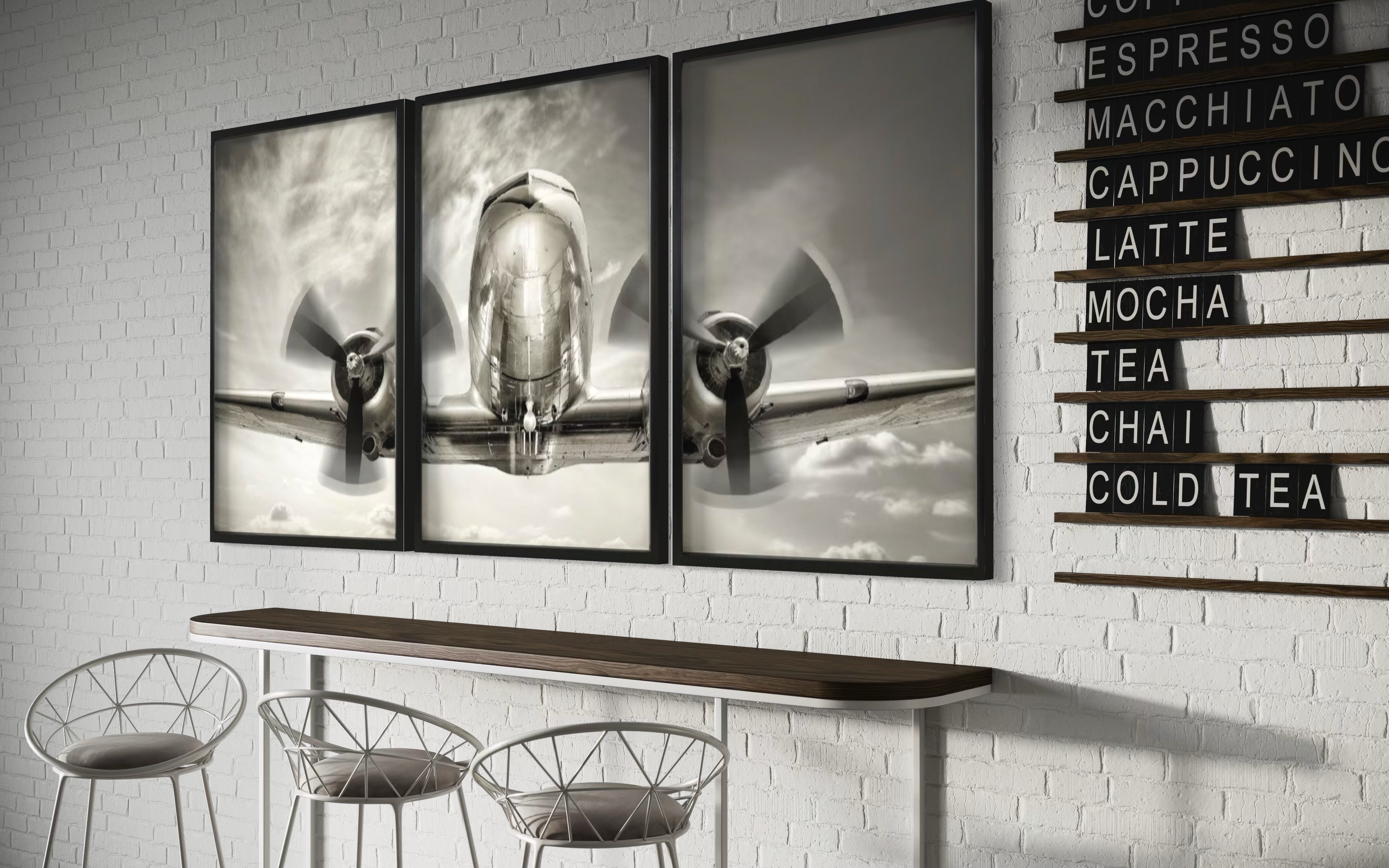 Set de 3 Cuadros Decorativos Vehículos 023 - Avión