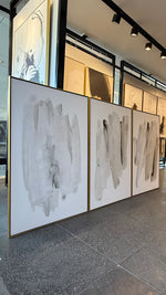 Cargar imagen en el visor de la galería, Set 3 Cuadros Decorativos Abstracto Negro Arena 006 - Arte Elegante en Tonos neutros Estilo Boho Minimalista - Triptico
