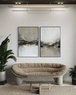 Cargar imagen en el visor de la galería, Set Cuadros Decorativos Abstracto Negro Arena 2 - 238 - Diptico Moderno y Elegante Arte Estilo Nordico Tonos Neutros
