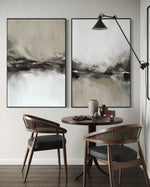 Cargar imagen en el visor de la galería, Set Cuadros Decorativos Abstracto Negro Arena 2 - 238 - Diptico Moderno y Elegante Arte Estilo Nordico Tonos Neutros
