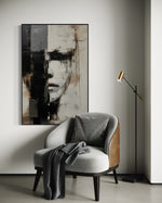 Cargar imagen en el visor de la galería, Cuadro Decorativo Abstracto Negro Arena 2-205 Rostro Estilo Nordico Cara Moderna en Tonos Neutros

