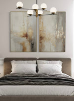 Cargar imagen en el visor de la galería, Set Cuadros Decorativos Abstracto Negro Arena 2 - 280 - Diptico Moderno y Elegante Arte Estilo Boho en Beige y Dorado Oro

