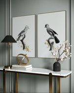 Cargar imagen en el visor de la galería, Set Cuadros Decorativos Abstracto Negro Arena 2 - 264 - Diptico Boceto de Pájaros Arte de Aves En Blanco, Negro y Dorado Oro
