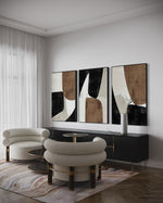 Cargar imagen en el visor de la galería, Set Cuadros Decorativos Abstracto Negro Arena 2-208 - Triptico Minimalista Estilo Nordico Arte Moderno y Elegante en Tonos Neutros
