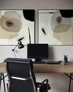 Cargar imagen en el visor de la galería, Set Cuadros Decorativos Abstracto Negro Arena 2-234 - Diptico Moderno y Elegante Estilo Nordico en Beige y Negro Tonos Neutros

