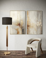 Cargar imagen en el visor de la galería, Set Cuadros Decorativos Abstracto Negro Arena 2 - 280 - Diptico Moderno y Elegante Arte Estilo Boho en Beige y Dorado Oro
