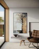 Cargar imagen en el visor de la galería, Cuadro Decorativo Abstracto Negro Arena 2-215 Árbol Minimalista y Elegante en Dorado y Tonos Neutros Oro
