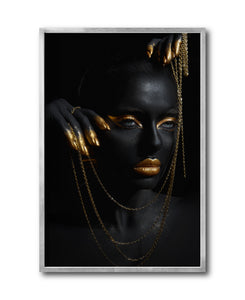 Cuadro Decorativo Black Woman 041 - Mujer Negra Africana con Joyas Doradas